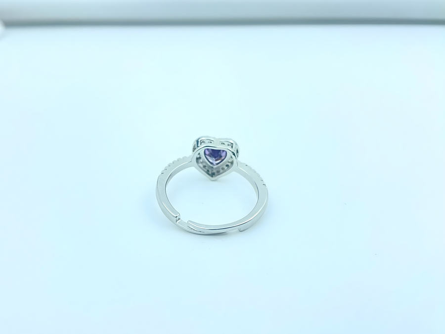 Amethyst Heart Halo Ring