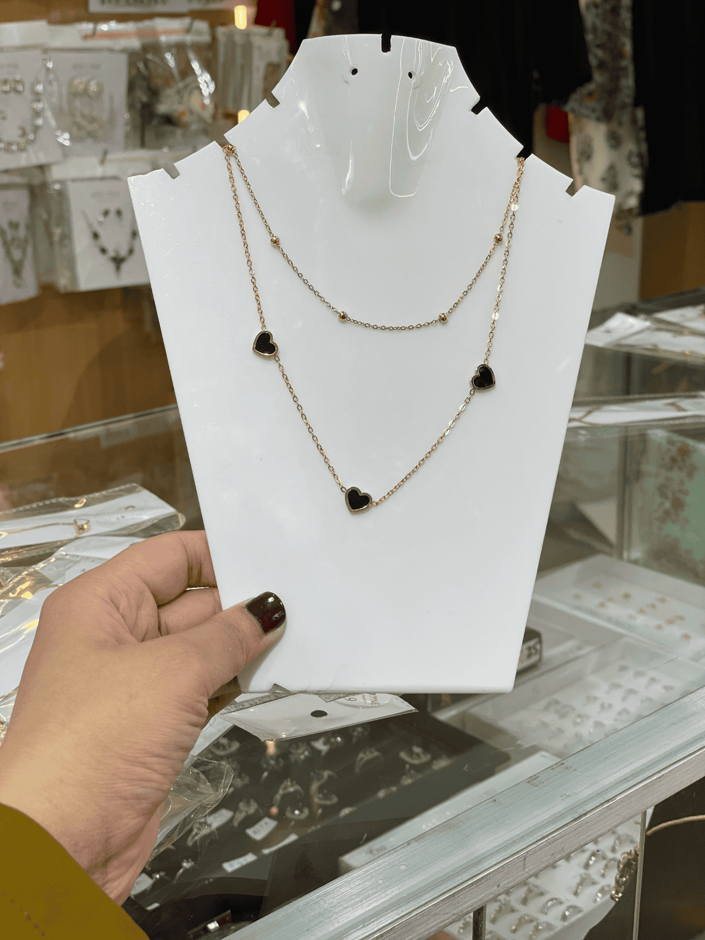 Gold-Plated Double Layered Heart Minimal Pendant Necklace