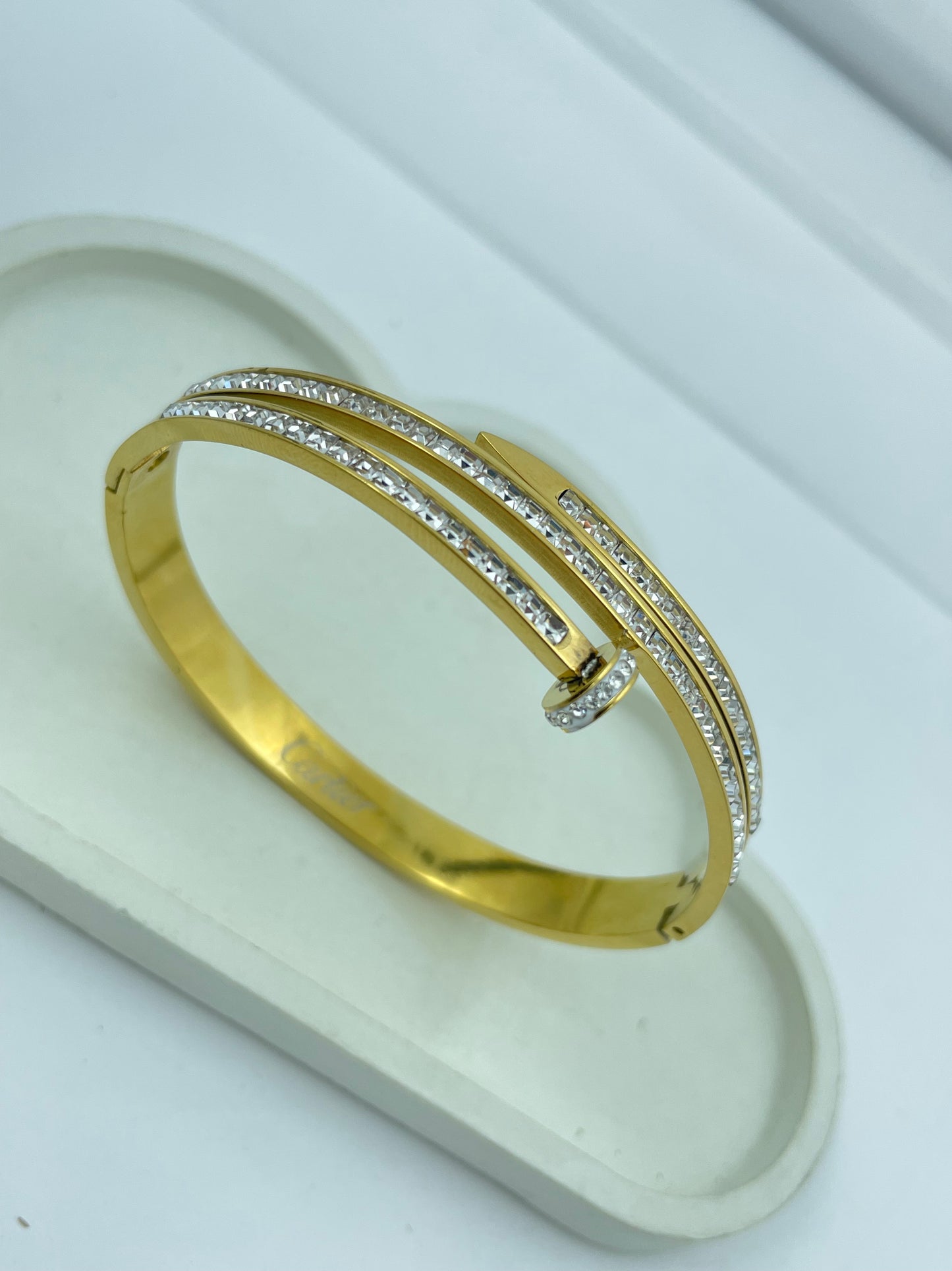 Nail Crystal Cuff Bracelet