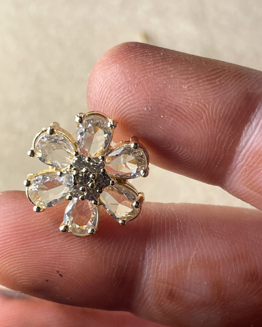 Golden Crystal Bloom Studs