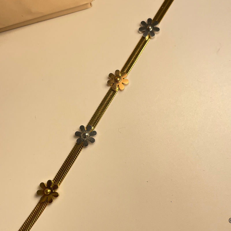Golden Bloom Multi-Flower Bracelet