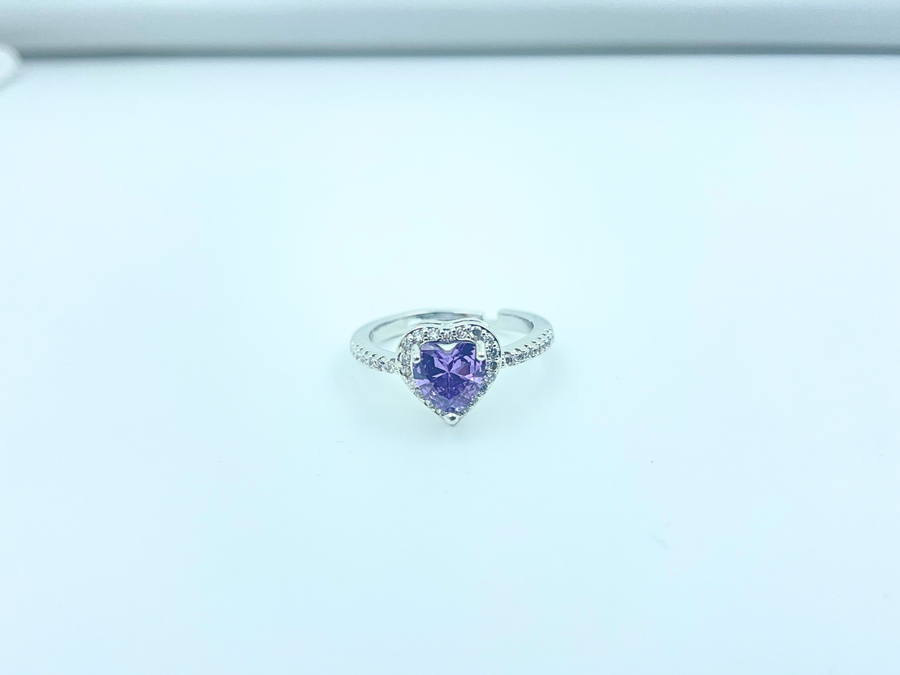 Amethyst Heart Halo Ring
