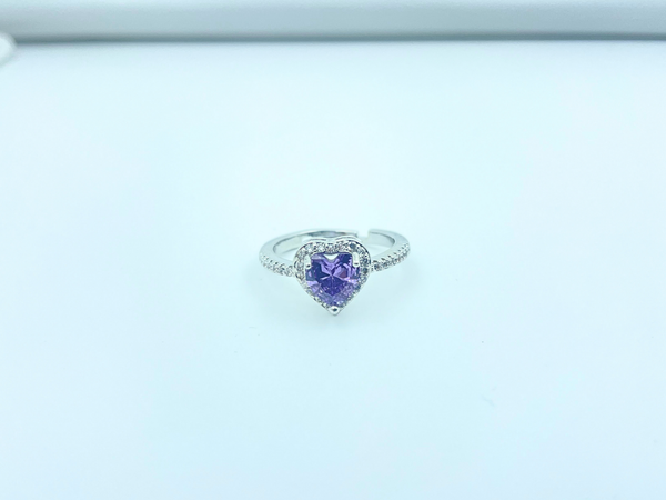 Amethyst Heart Halo Ring