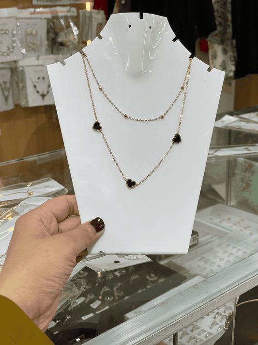 Gold-Plated Double Layered Heart Minimal Pendant Necklace