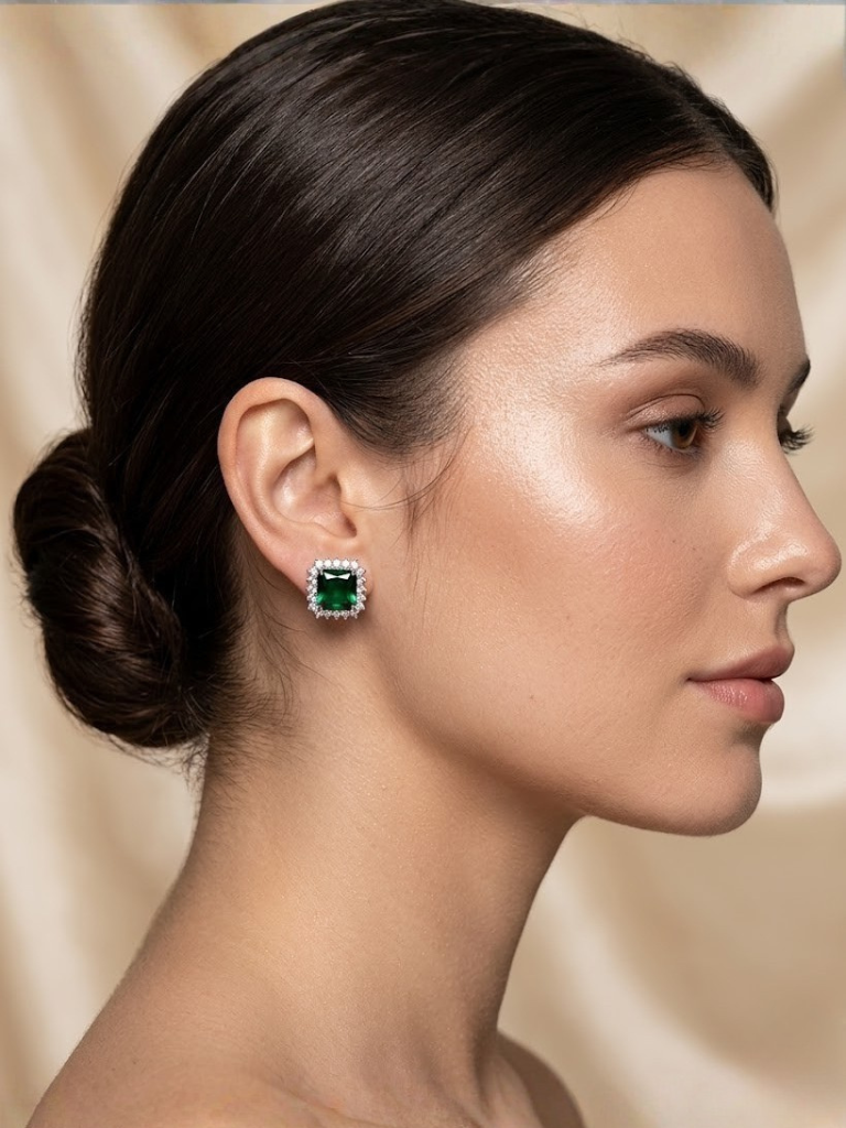 Emerald Halo Luxe Studs