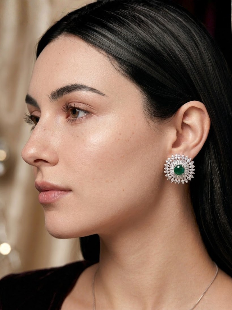 Emerald Radiance Halo Studs