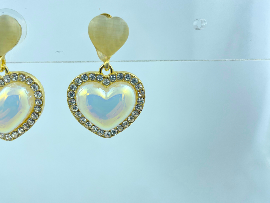 Opal Heart Glow Earrings