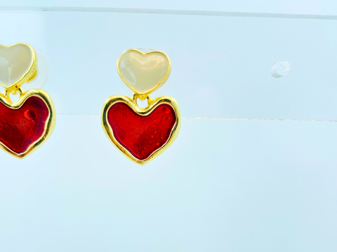 Ruby Heart Drop Earrings