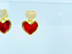 Ruby Heart Drop Earrings