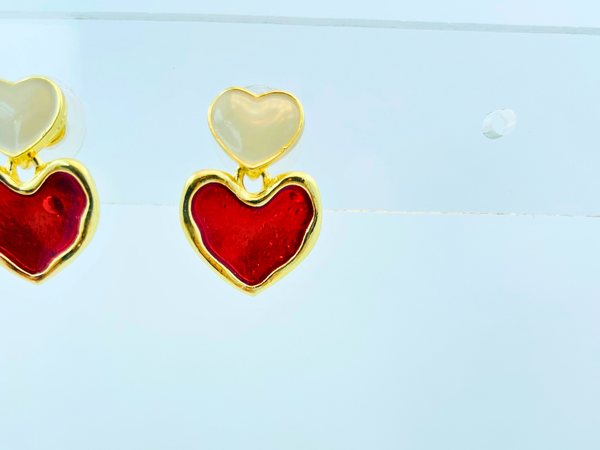 Ruby Heart Drop Earrings