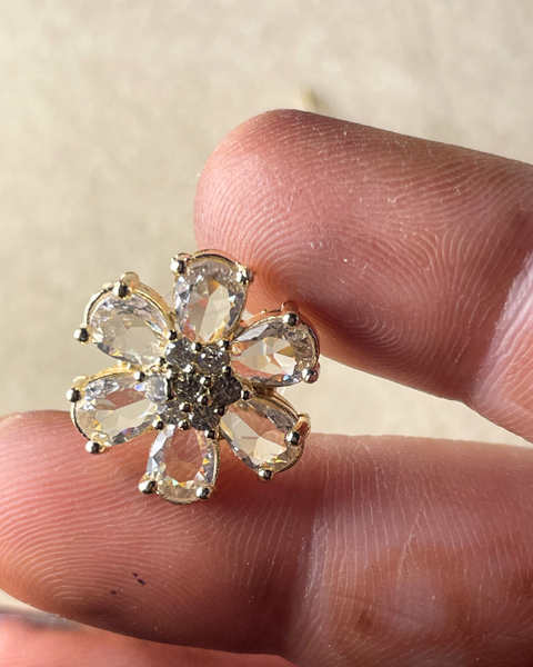 Golden Bloom Crystal Studs