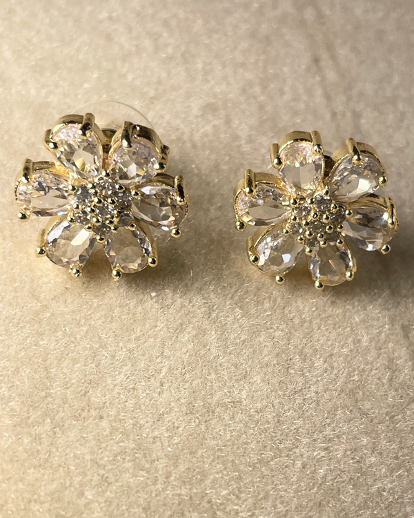 Golden Crystal Bloom Studs