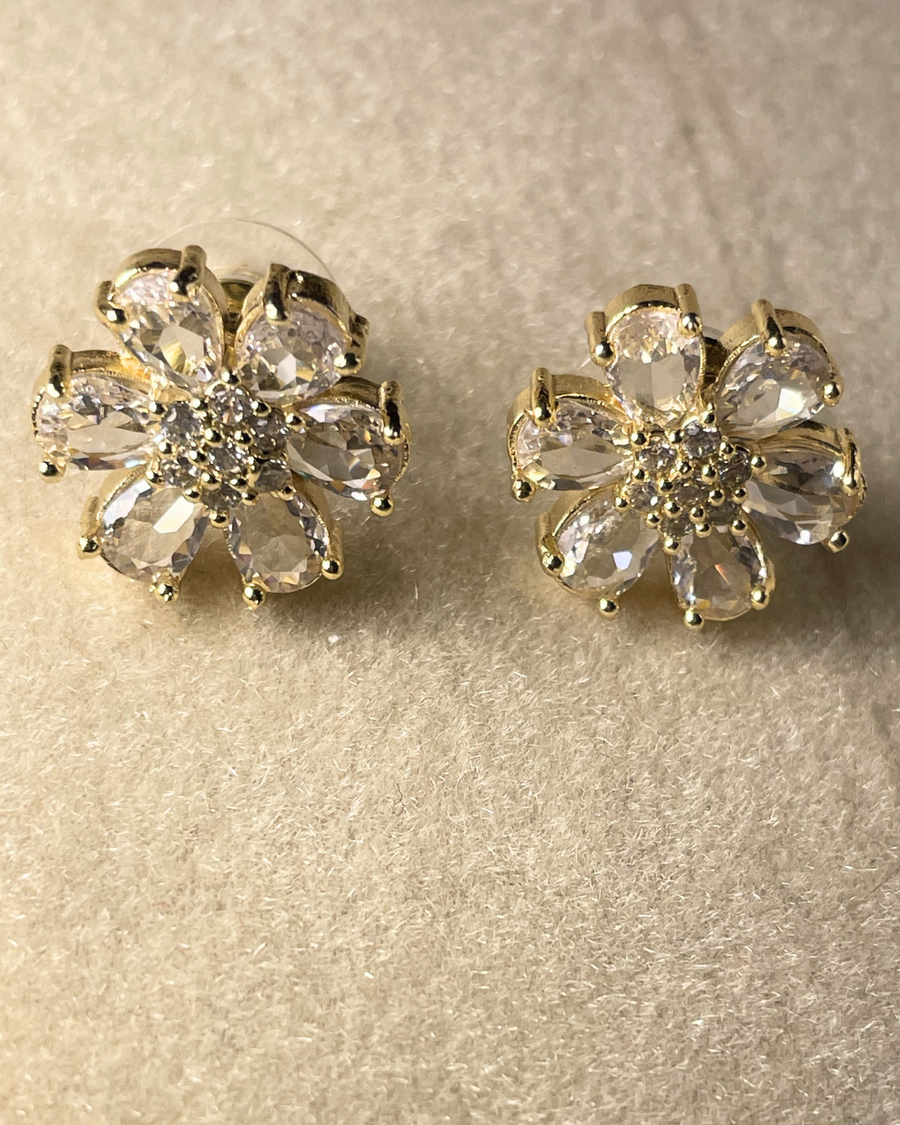 Golden Crystal Bloom Studs