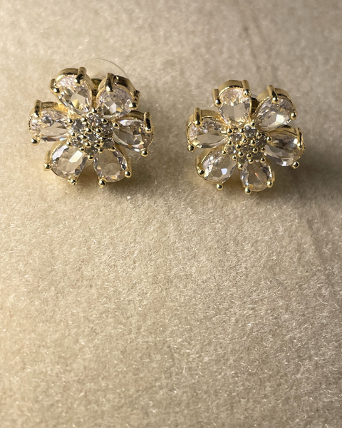 Golden Bloom Crystal Studs