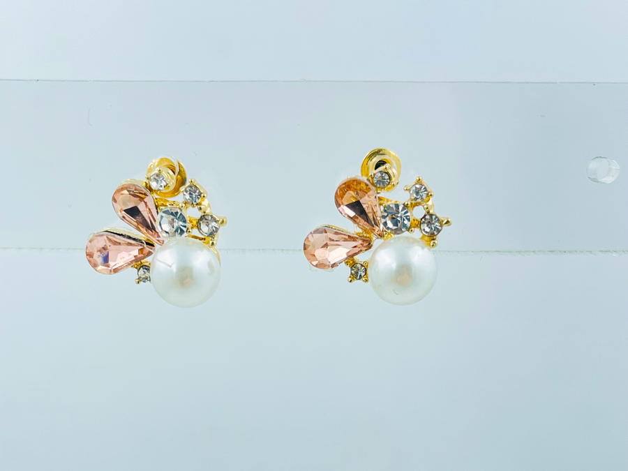 Aurora Crystal Pearl Studs