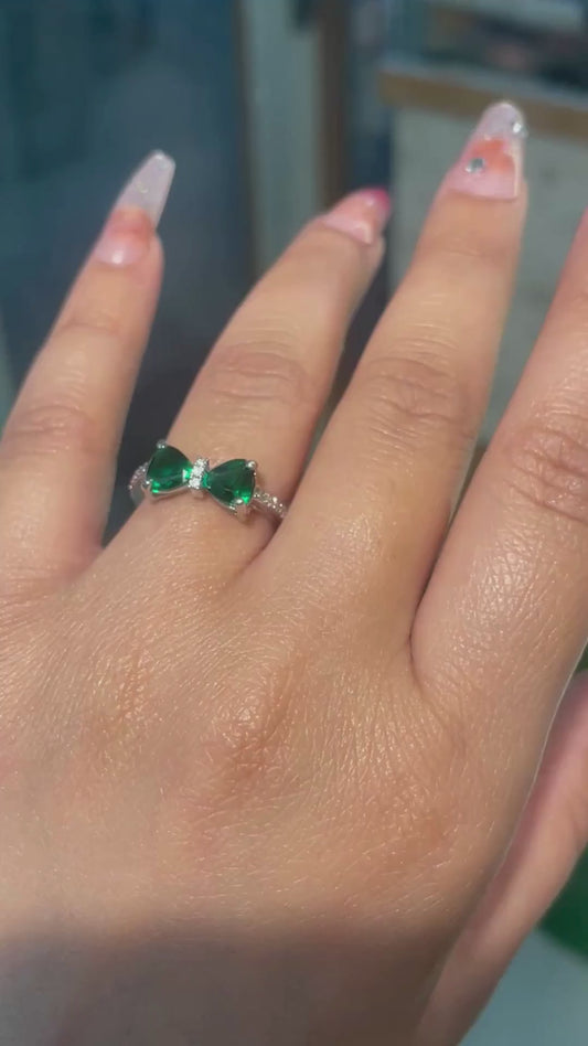 Emerald Grace Bow Ring