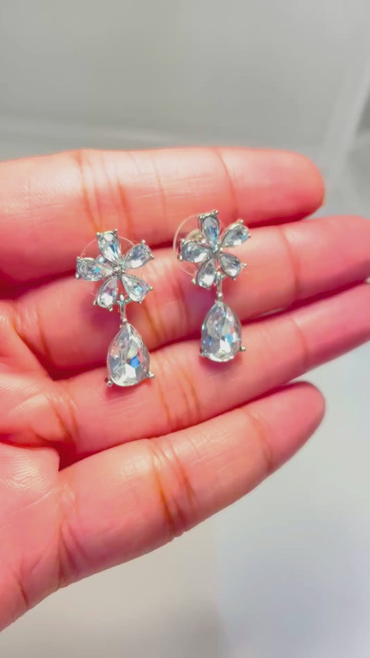 Crystal Petal Drop Earrings